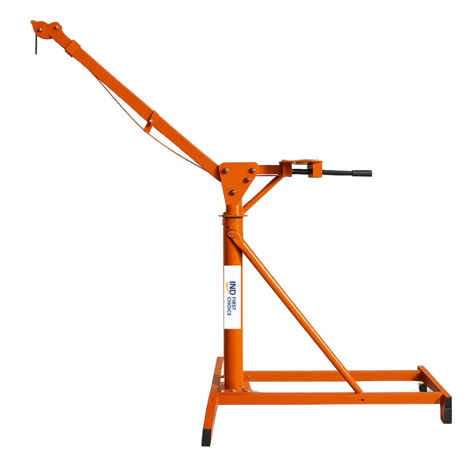 IND FIRST CHOICE Heavy Duty Mini Construction Crane | 95 Kg Frame | 500 Kg Load Capacity | 5.3 HP Copper Motor | 8mm x 60m Wire Rope | 360° Rotating Boom | Portable Lifting Machine for Site & Roof Wor