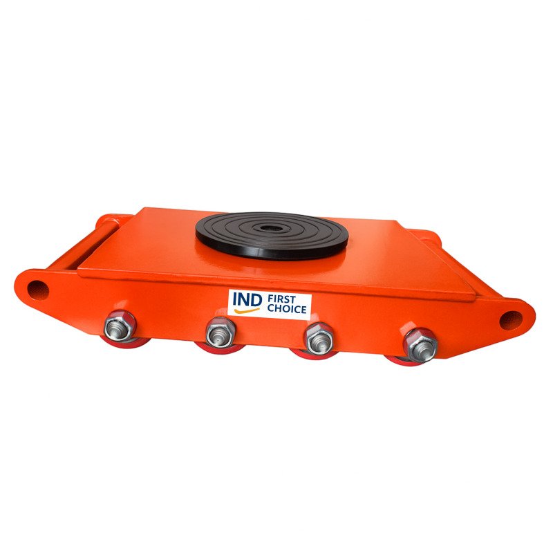 IND FIRST CHOICE Heavy Duty Cargo Trolley, Steel Frame, 18 Ton Capacity, 47 x 30 x 12 cm, 12 PU Wheels, Orange, 24 Kg Self Weight