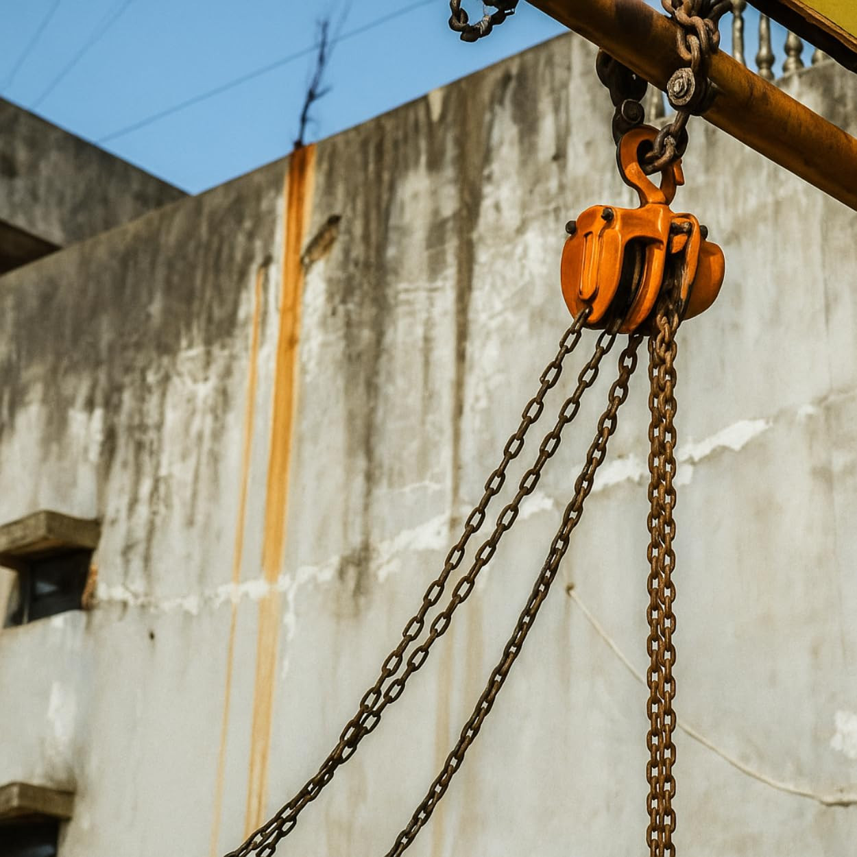 IND FIRST CHOICE Manual Chain Block, 1 Ton Capacity, 3 Meter Lift, G80 Chain, Single Fall, Heavy Duty Manual Hoist for Industrial Lifting